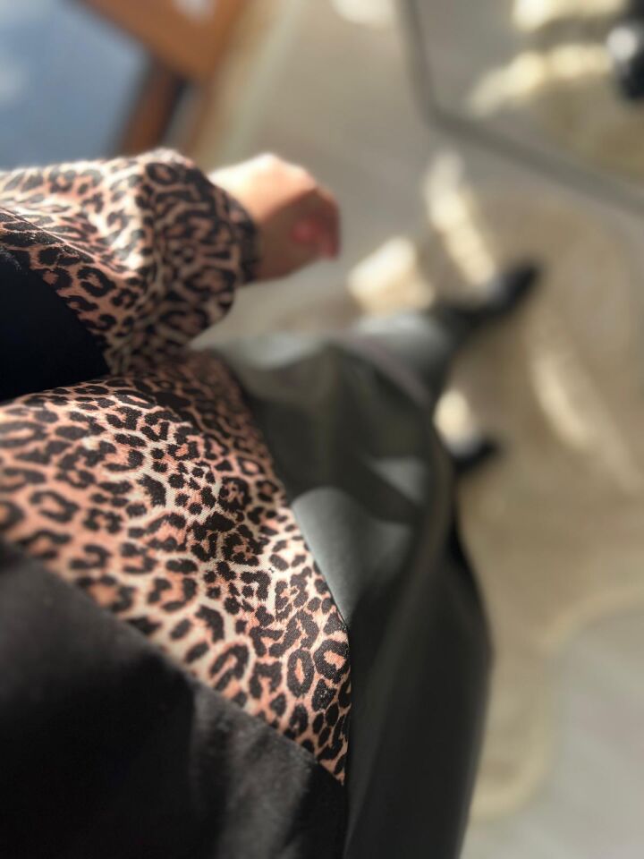Leopar & Deri Detaylı Tunik